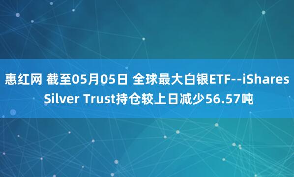 惠红网 截至05月05日 全球最大白银ETF--iShares Silver Trust持仓较上日减少56.57吨